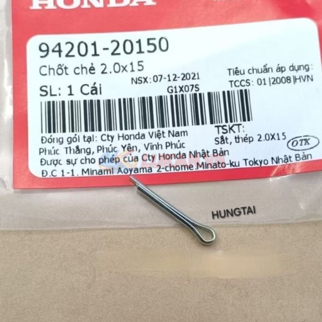 Chốt chẻ Pass chữ Y giữ má đùm, đũa thắng DREAM, WAVE, FUTURE... zin 2.0x15 94201-20150 - Ảnh 2
