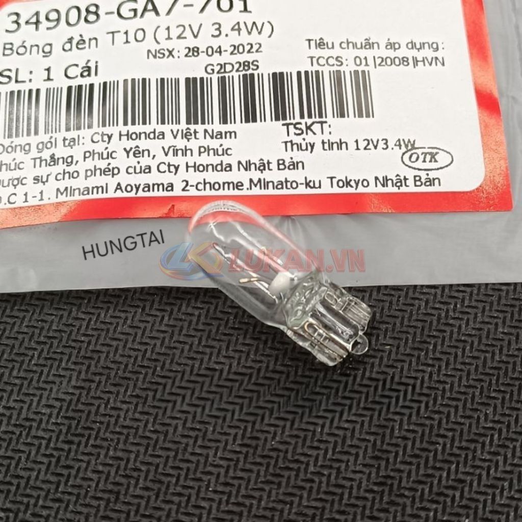 Bóng đèn demi xi nhan DREAM, WAVE, FUTURE... T10 (12V 3.4W) zin 34908-GA7-701
