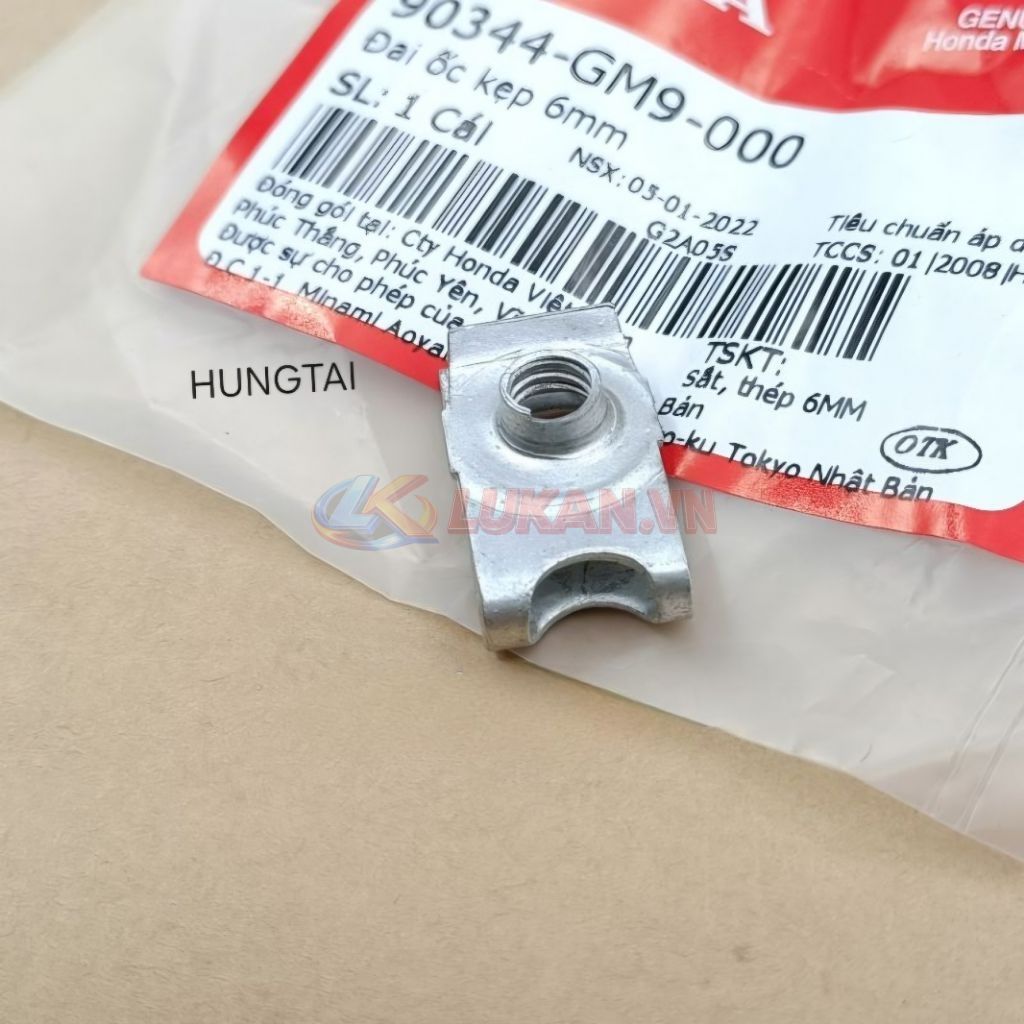 Đai ốc kẹp hộp đựng bình ắc quy DREAM, WAVE, FUTURE... 6mm zin 90344-GM9-000 - Ảnh 2