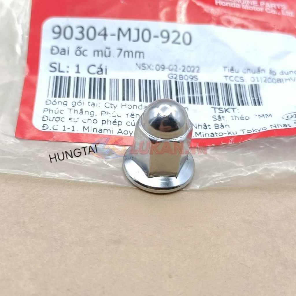 Đai ốc đũa đầu bò quylat DREAM, WAVE... tán mũ SH 7mm zin 90304-MJ0-920 - Ảnh 2