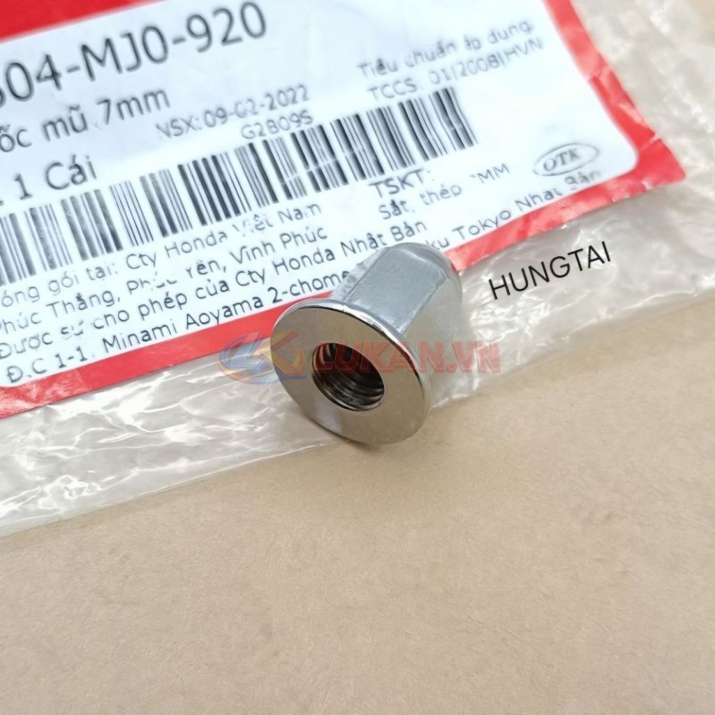 Đai ốc đũa đầu bò quylat DREAM, WAVE... tán mũ SH 7mm zin 90304-MJ0-920 - Ảnh 3