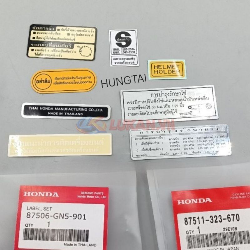 Full bộ tem thông số xe DREAM Thái zin Honda chính hãng