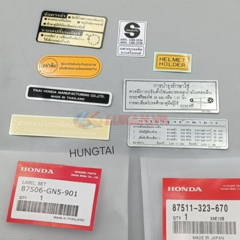 Full bộ tem thông số xe DREAM Thái zin Honda chính hãng - Ảnh 2