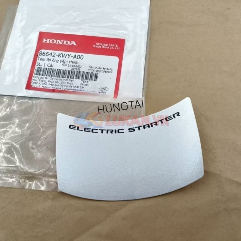 Tem dán bửng yếm khóa ELECTRIC xe WAVE A, ALPHA 2009-2016... zin 86642-KWY-A00 - Ảnh 4