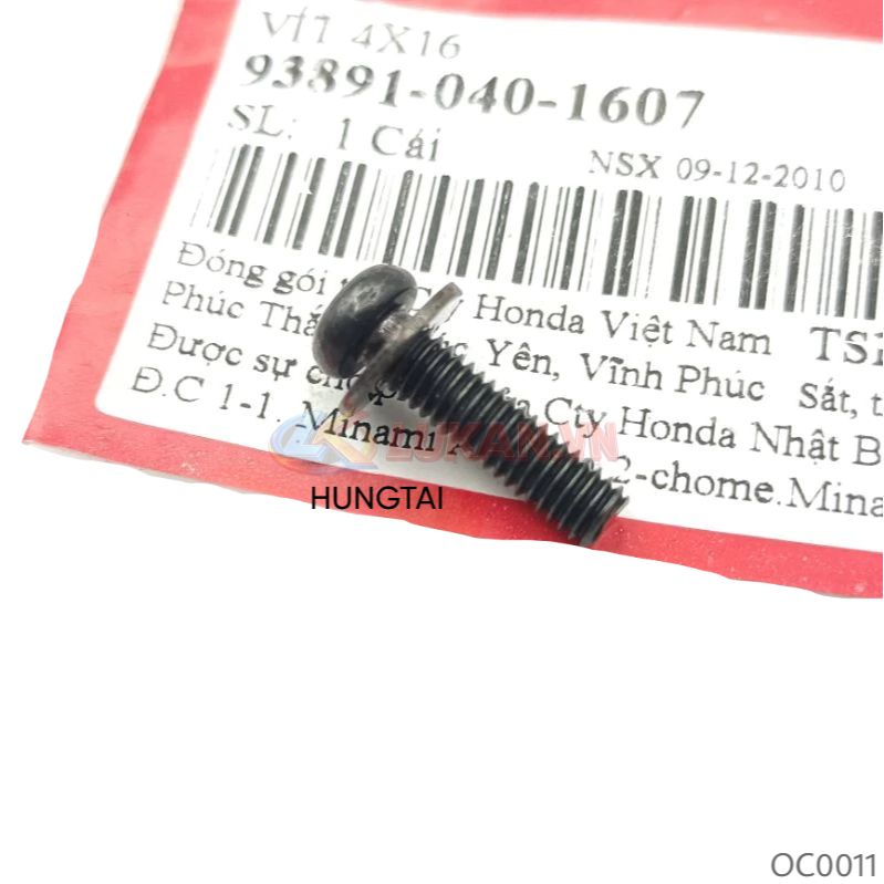 Ốc vít bắt nhựa đầu đèn WAVE ALPHA, ZX, RS, S100, FUTURE... zin Honda 4x16 93891-040-1607 - Ảnh 2