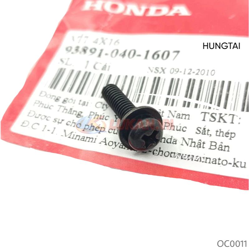 Ốc vít bắt nhựa đầu đèn WAVE ALPHA, ZX, RS, S100, FUTURE... zin Honda 4x16 93891-040-1607 - Ảnh 3