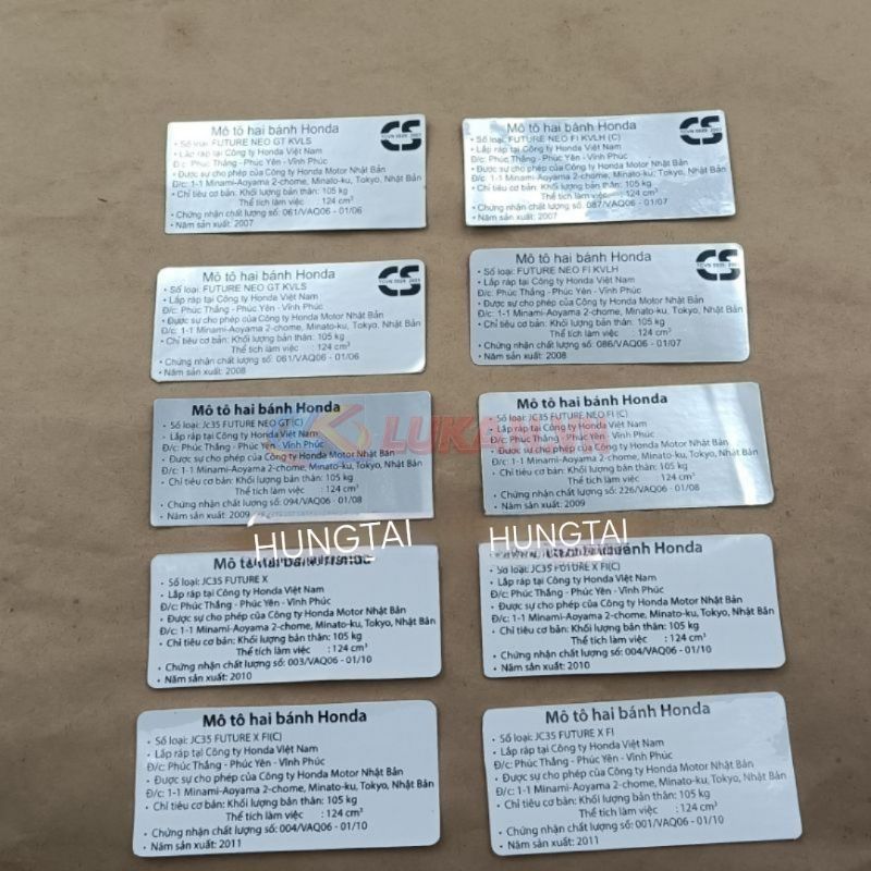 Tem thông số năm sản xuất FUTURE NEO, X, GT, FI 125... Tem gấp hộp xích, cacte - Ảnh 2