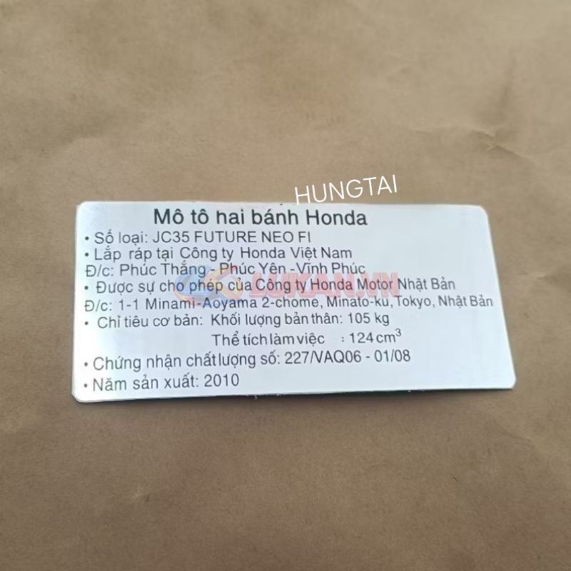 Tem thông số năm sản xuất FUTURE NEO, X, GT, FI 125... Tem gấp hộp xích, cacte - Ảnh 6