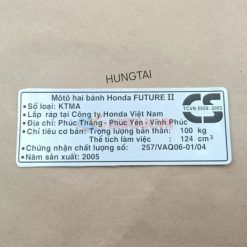 Tem càng gắp, cacte thông số năm sản xuất xe FUTURE 2 đời 2005