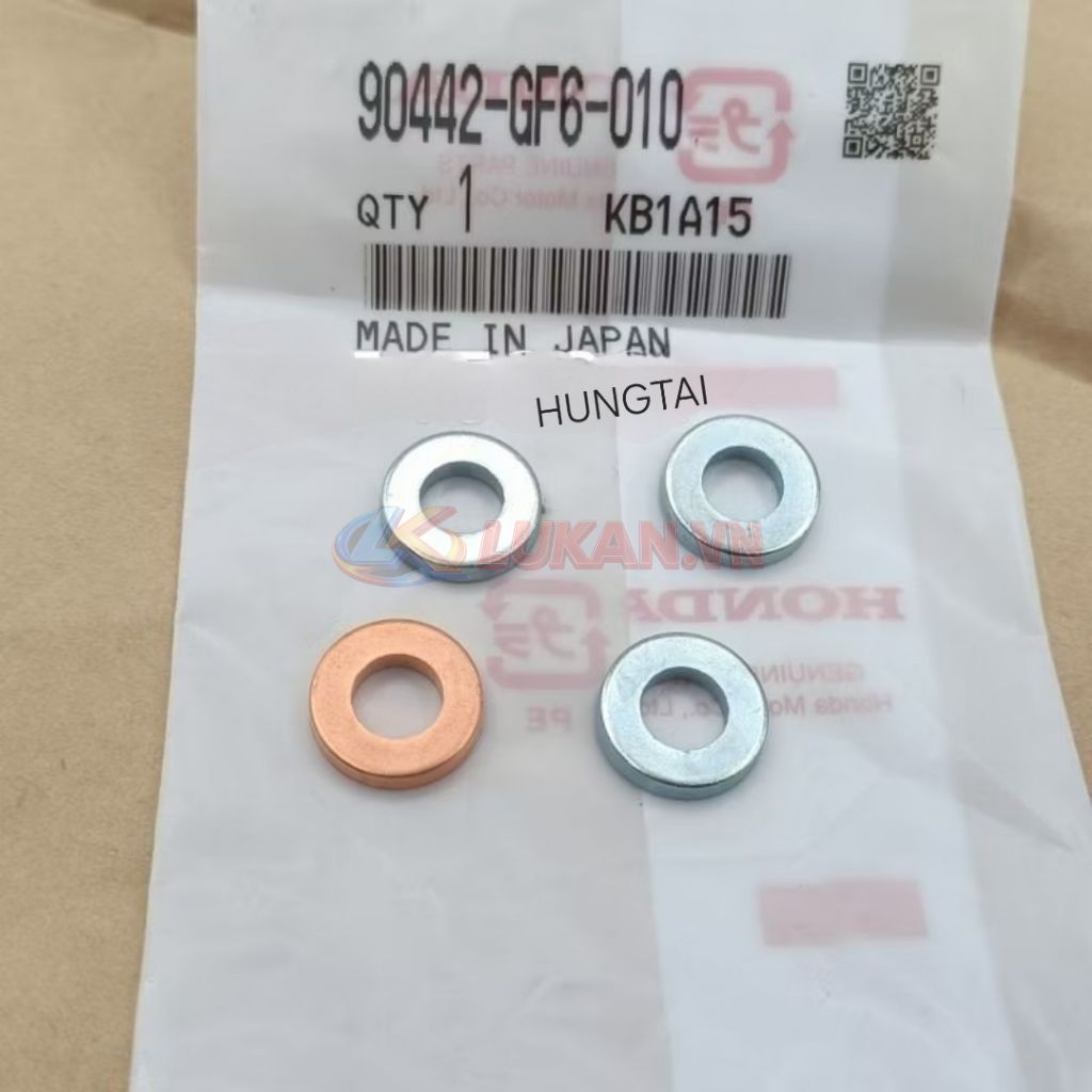 4 đệm, lông đền đầu bò quylat xe DREAM, WAVE... zin Honda Japan 90442-GF6-010 - Ảnh 2
