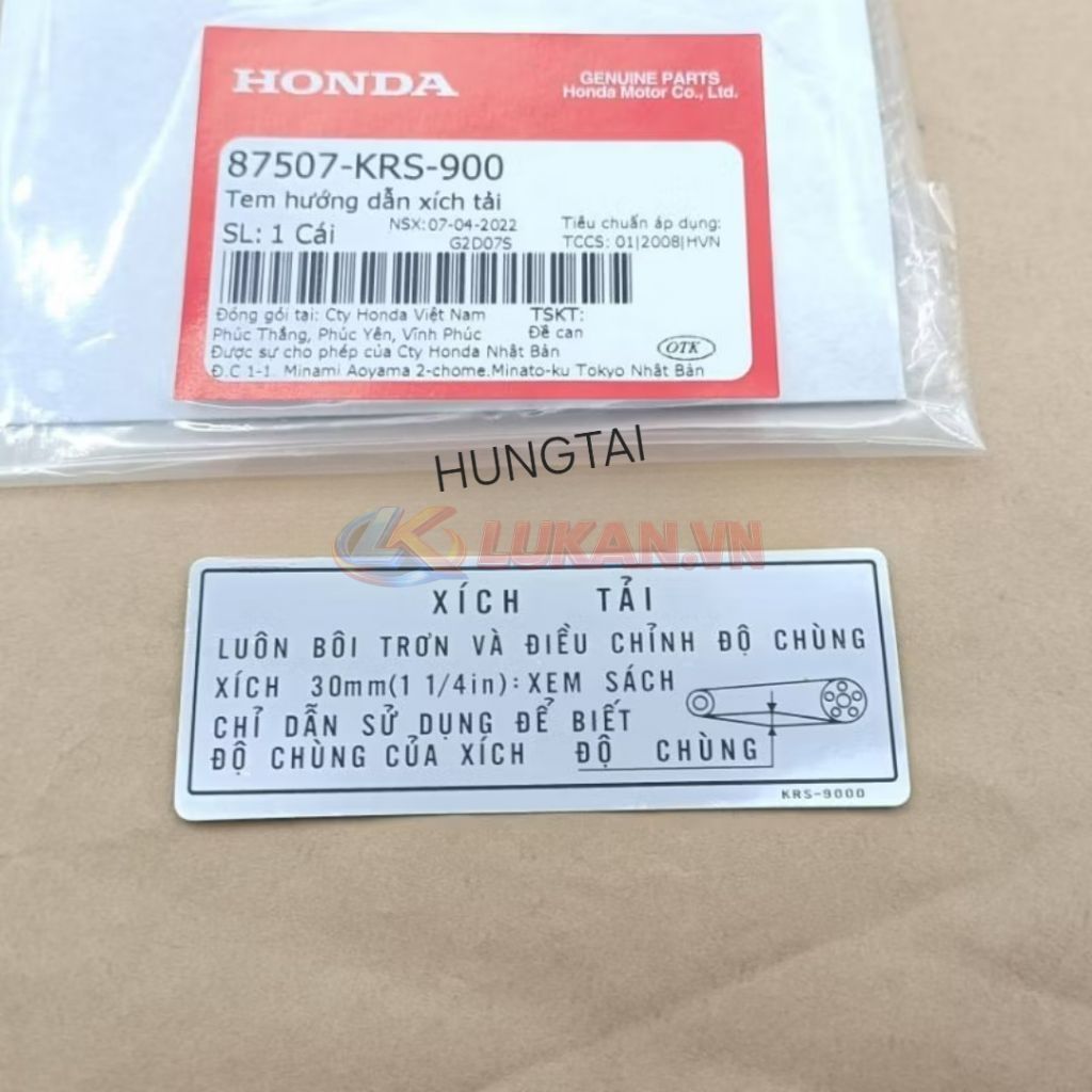2 Tem thông số hộp bọc xích, sên cacte WAVE ALPHA, ZX zin Honda 87507-KRS-900, 87505-KRS-900 - Ảnh 3