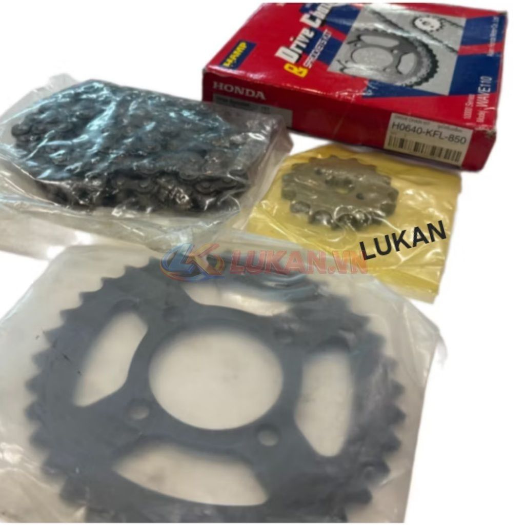 Bộ nhông sên dĩa, xích xe DREAM Thái, WAVE 100, 110... zin Honda Thái hộp đỏ - Ảnh 2