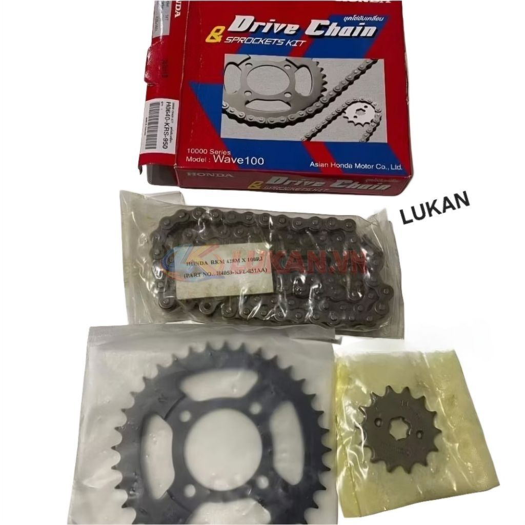 Bộ nhông sên dĩa, xích xe DREAM Thái, WAVE 100, 110... zin Honda Thái hộp đỏ - Ảnh 5