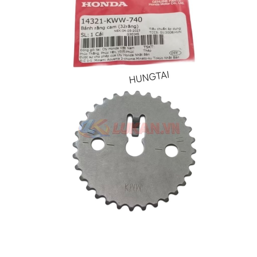 Nhông dĩa bánh răng cam WAVE S110, RSX, BLADE... 1 lỗ zin 14321-KWW-740 - Ảnh 2