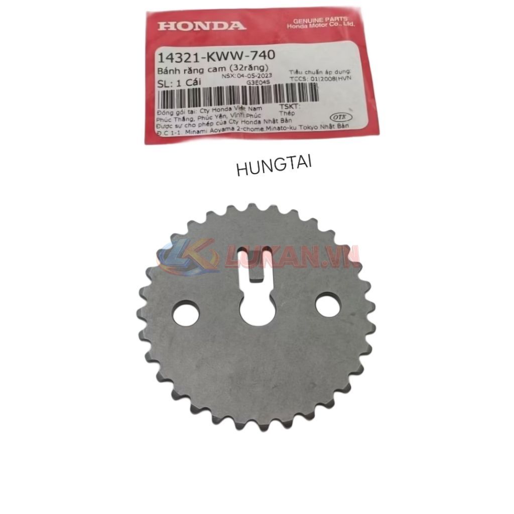Nhông dĩa bánh răng cam WAVE S110, RSX, BLADE... 1 lỗ zin 14321-KWW-740 - Ảnh 3