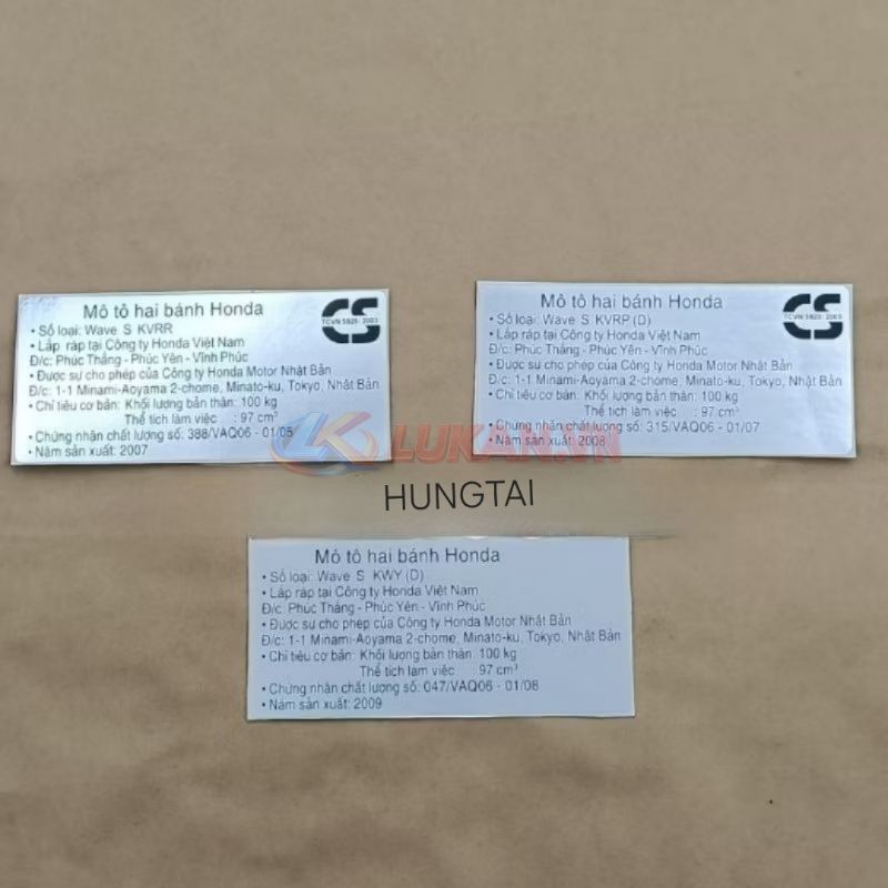 Tem thông số cacte, Hộp xích WAVE S100 2007-2009 Tem năm sản xuất - Ảnh 5