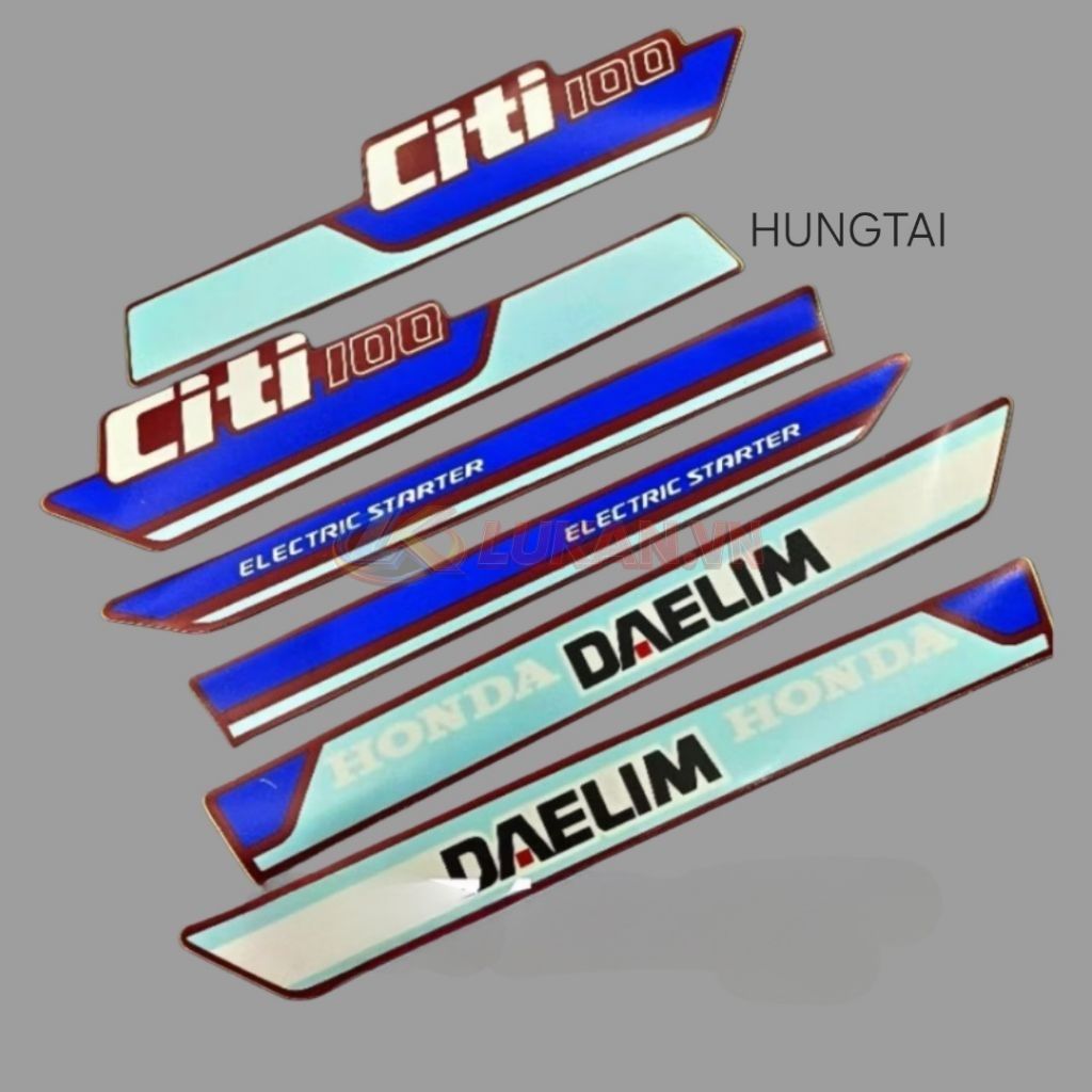 Bộ tem xe CiTi 100 DAELIM xanh tím cao cấp