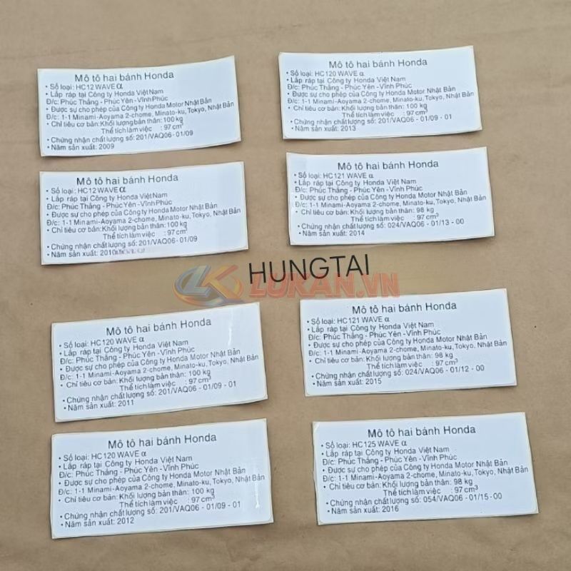 Tem thông số Cacte, Hộp xích WAVE A, ALPHA 100, 2009-2016 năm sản xuất - Ảnh 5