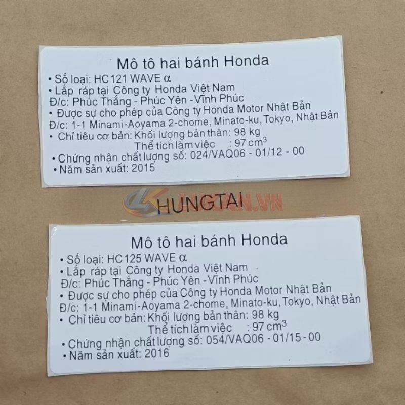 Tem thông số Cacte, Hộp xích WAVE A, ALPHA 100, 2009-2016 năm sản xuất - Ảnh 6