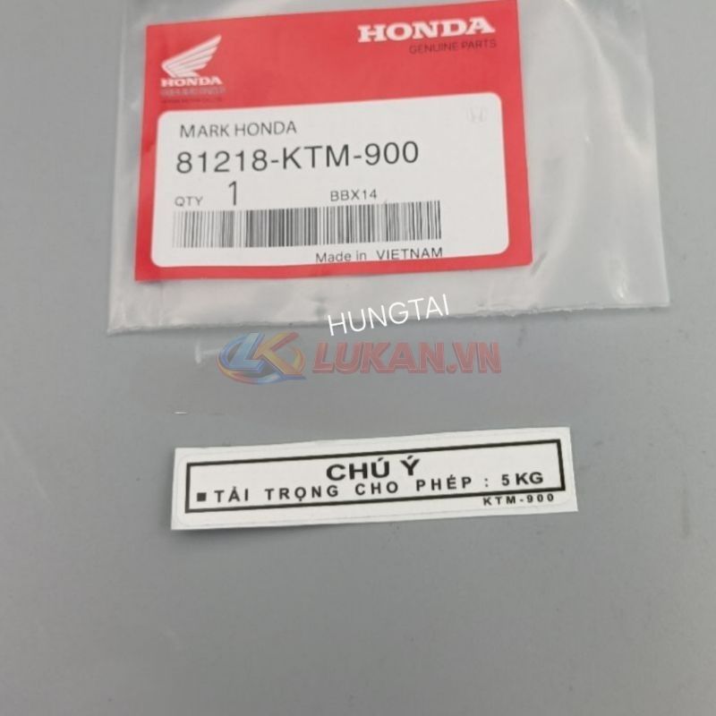 Tem thông số, chú ý tải trọng xe FUTURE 2, NEO, X 125.... zin 81218-KTM-900 - Ảnh 2