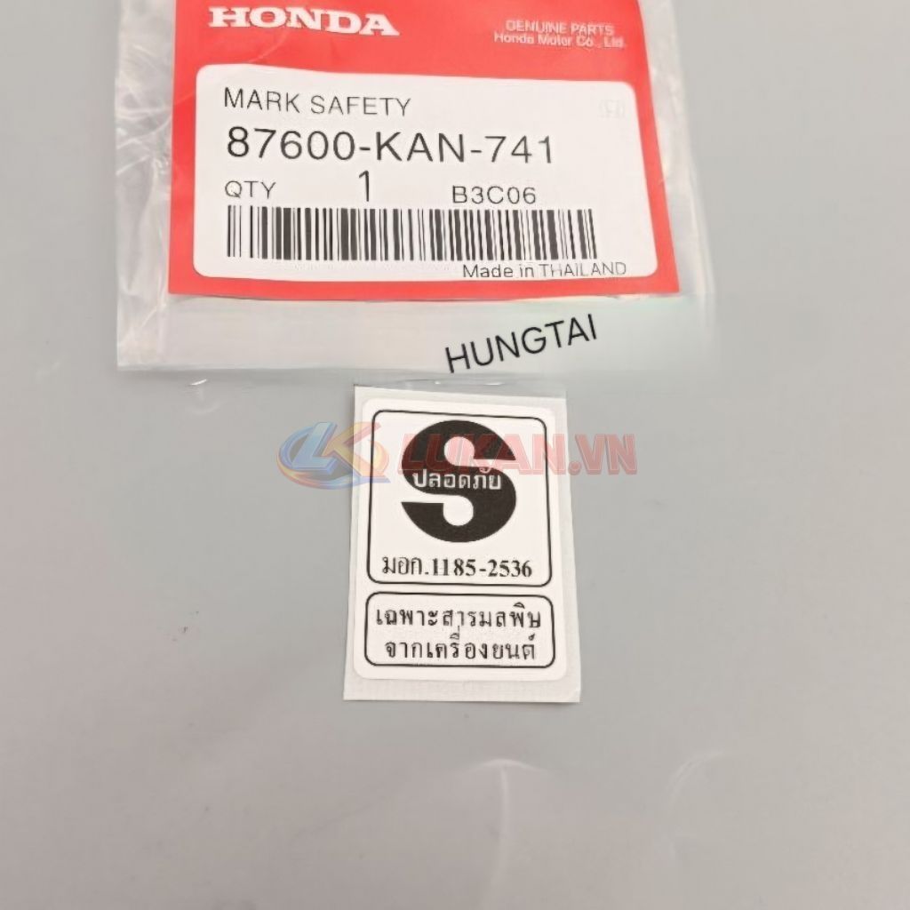Tem chữ S đen dán sườn xe DREAM, WAVE Thái... thông số zin Honda