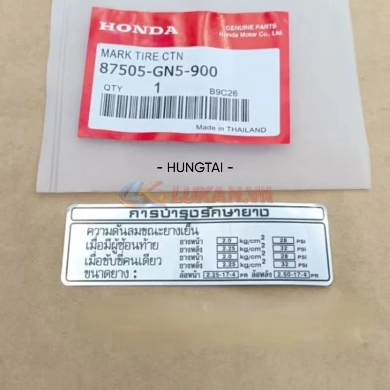 Tem thông số hộp xích, sên cacte xe DREAM Thái zin Honda
