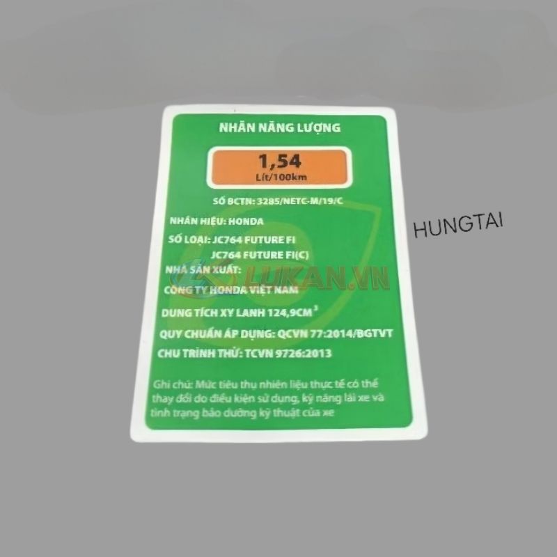 Tem xanh, nhãn năng lượng FUTURE MẬP, LED 125. thông số zin Honda