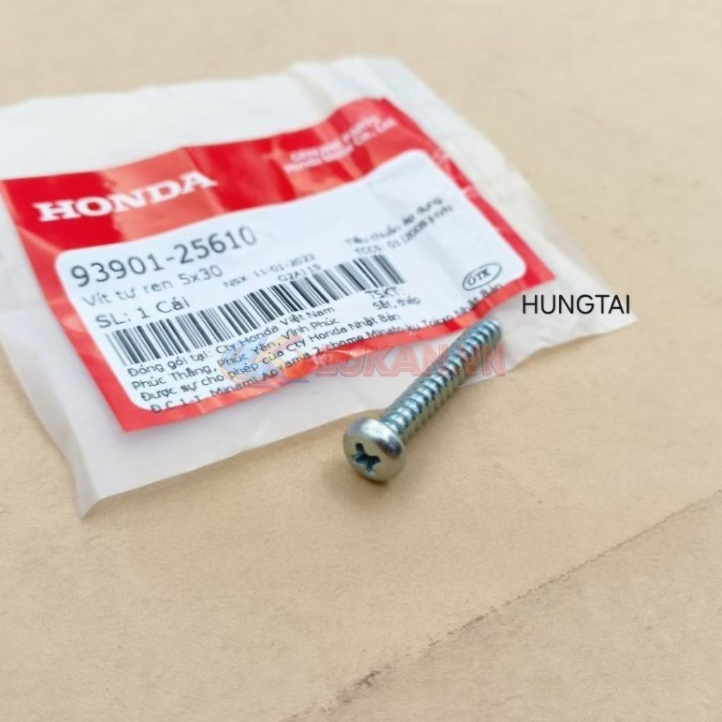 Ốc bắt nhựa vỏ đầu, bợ cổ gáy DREAM zin Honda. vít ren 5x30 93901-25610 - Ảnh 3