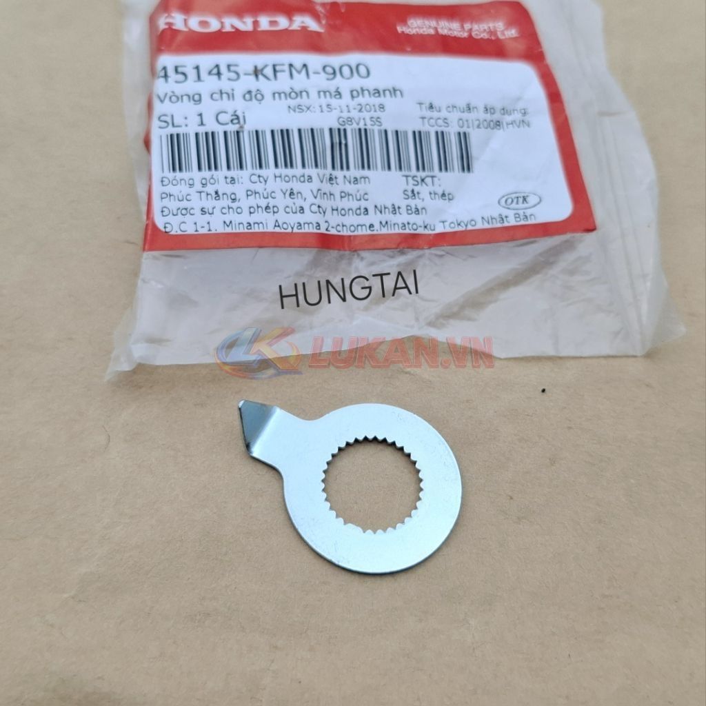 Vòng mũi tên độ mòn má phanh WAVE A, RS, S110, RSX, FUTURE 125... zin 45145-KFM-900 - Ảnh 2