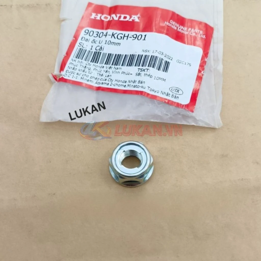 Đai ốc 10mm tán sọ khỉ, cổ chảng ba DREAM, WAVE, FUTURE... zin Honda 30304-KGH-901 - Ảnh 3
