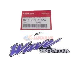 Tem logo nổi nhựa mặt nạ xe WAVE Thái zin chính hãng 87101-KFL-D10ZA