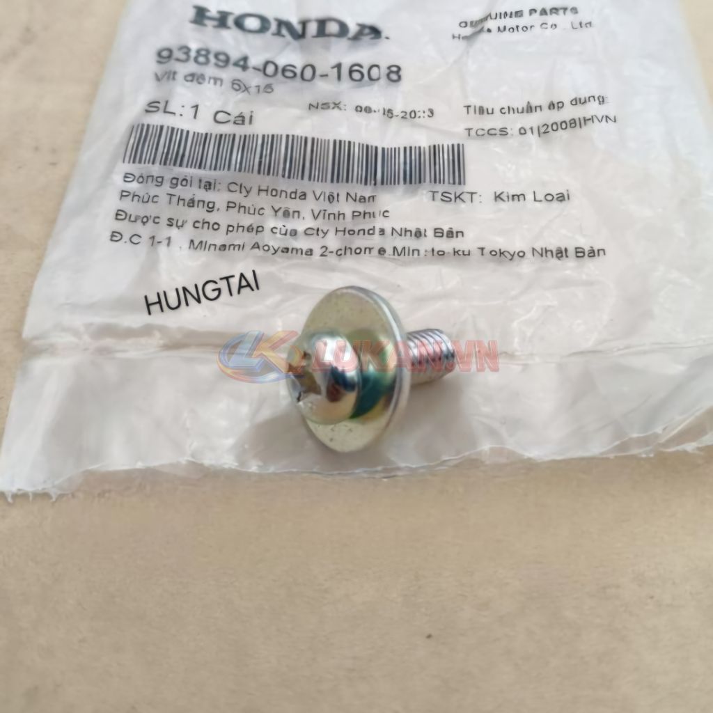 Ốc bắt nhựa hộp bình điện ắc quy xe WAVE, FUTURE... zin vít 6x15 93894-060-1608 - Ảnh 3