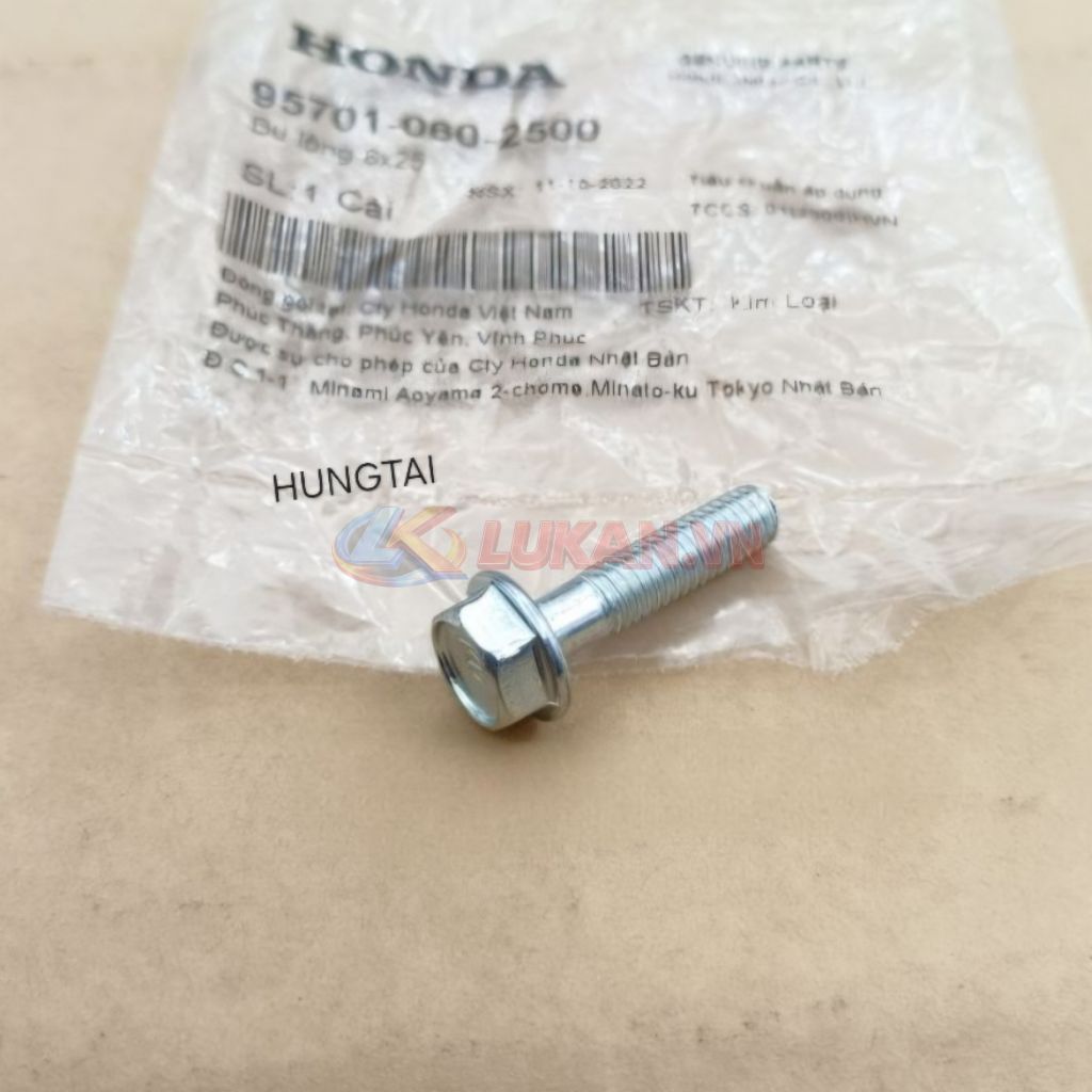 Ốc bắt đuôi đèn hậu WAVE Thái, ALPHA, ZX, FUTURE... zin bu lông 6x25 95701-060-2500 - Ảnh 4