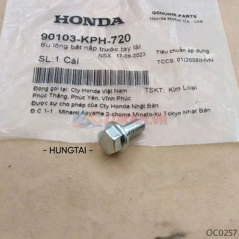 Ốc, bu lông nhựa ốp đầu đèn trước WAVE A, RS, S100, FUTURE 125.... zin 90103-KPH-720