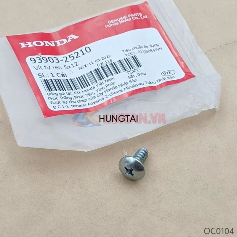 Ốc, vít bắt ghi đông, nhựa đầu, bửng cánh yếm DREAM, WAVE.... 5x12 zin Honda 93903-25210 - Ảnh 2