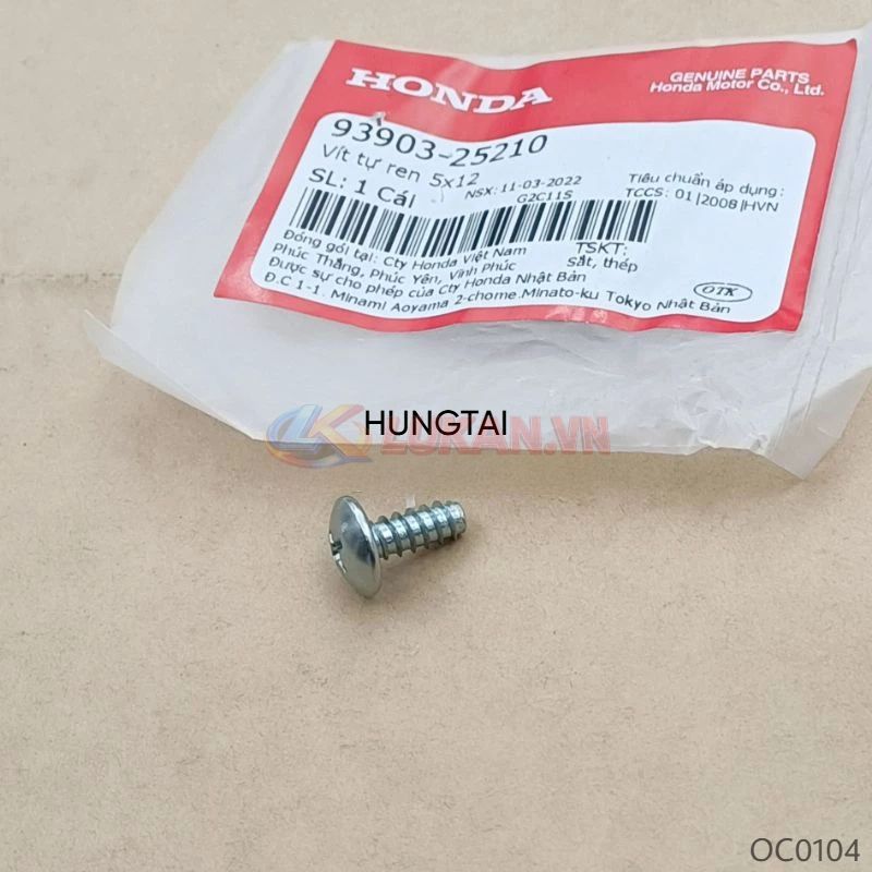 Ốc, vít bắt ghi đông, nhựa đầu, bửng cánh yếm DREAM, WAVE.... 5x12 zin Honda 93903-25210 - Ảnh 4
