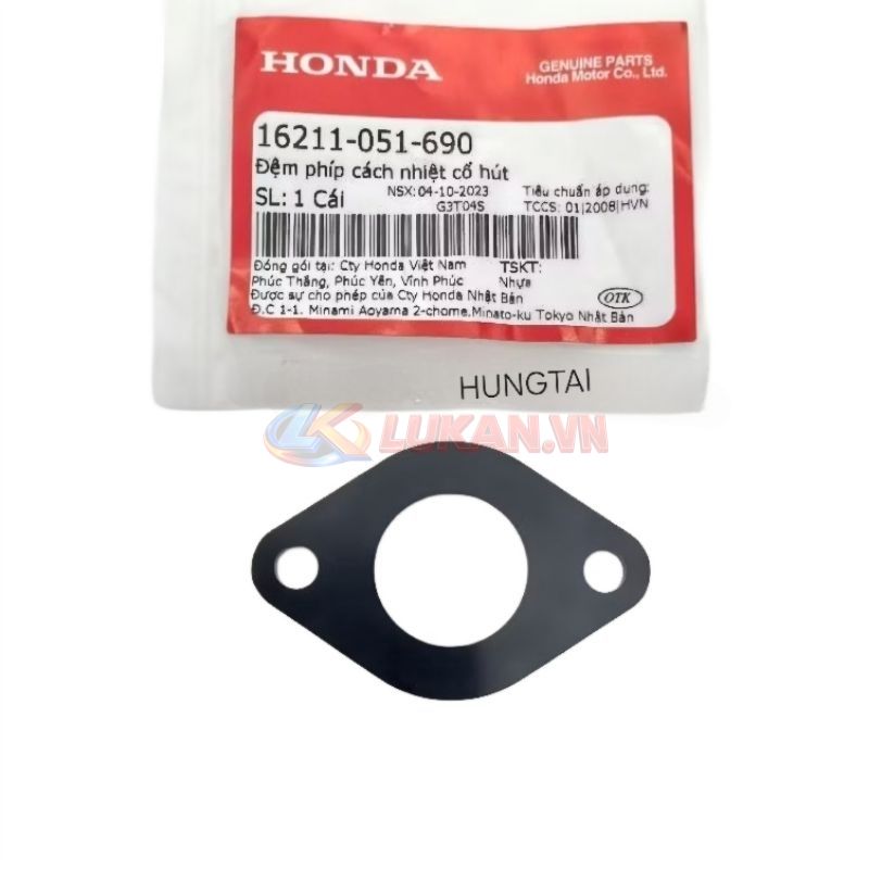 Phím cách nhiệt cổ hút dưới, đệm co xăng DREAM, WAVE, FUTURE... zin 16211-051-690 - Ảnh 2