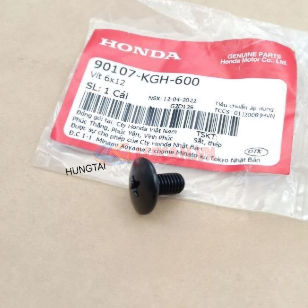 Ốc, vít đen nhựa ốp sườn, áo WAVE A, RS, S100, RSX... 6x12 zin 90107-KGH-600 - Ảnh 2
