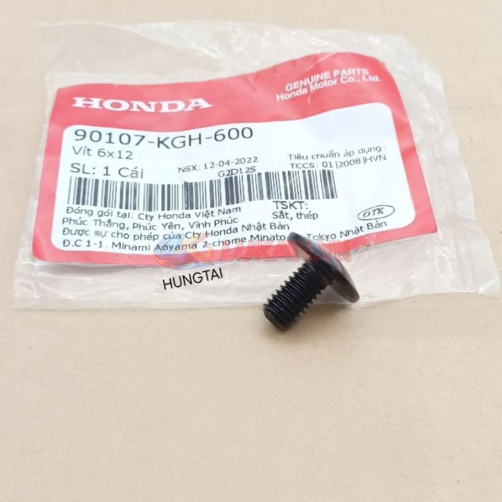 Ốc, vít đen nhựa ốp sườn, áo WAVE A, RS, S100, RSX... 6x12 zin 90107-KGH-600 - Ảnh 4