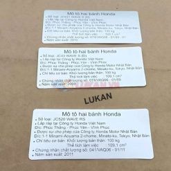 Tem thông số năm sản xuất xe WAVE S110, RS... dán nhựa bợ cổ