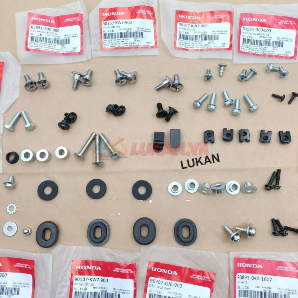 Bộ ốc, vít kẹp bắt võ nhựa dàn áo xe WAVE Thái, ALPHA, ZX... zin Honda - Ảnh 3