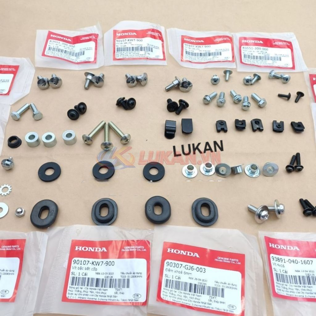 Bộ ốc, vít kẹp bắt võ nhựa dàn áo xe WAVE Thái, ALPHA, ZX... zin Honda - Ảnh 5