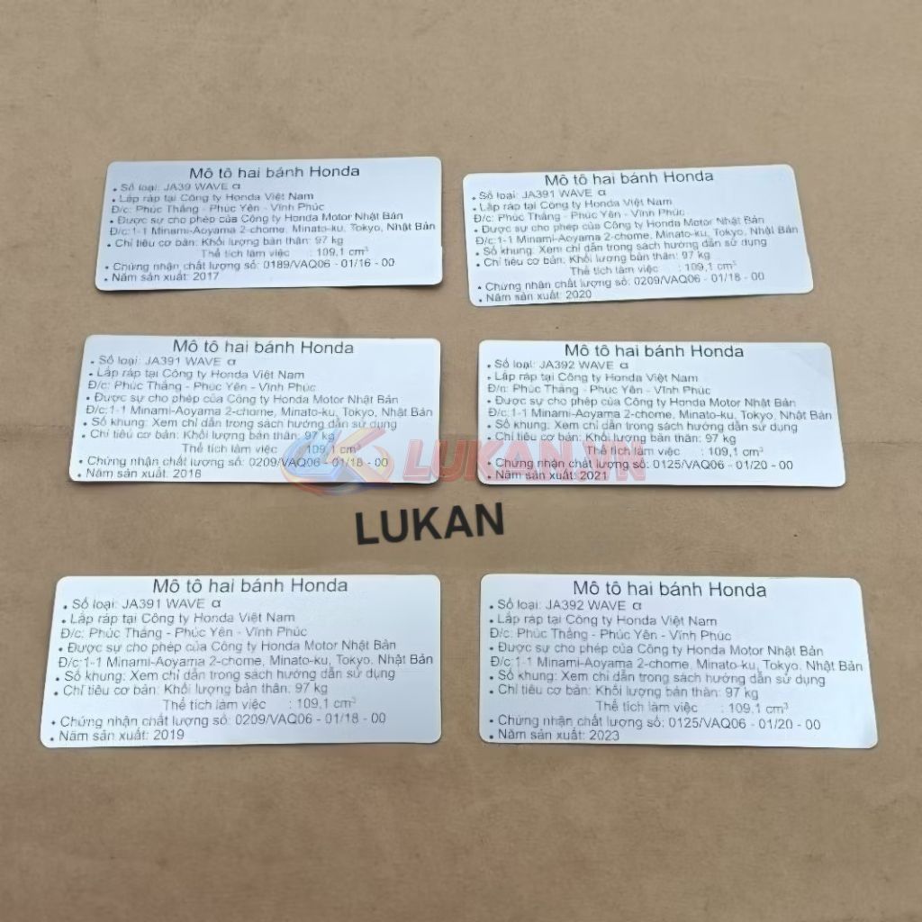 Tem thông số năm sản xuất WAVE A, ALPHA 110 cánh bửng yếm - Ảnh 4