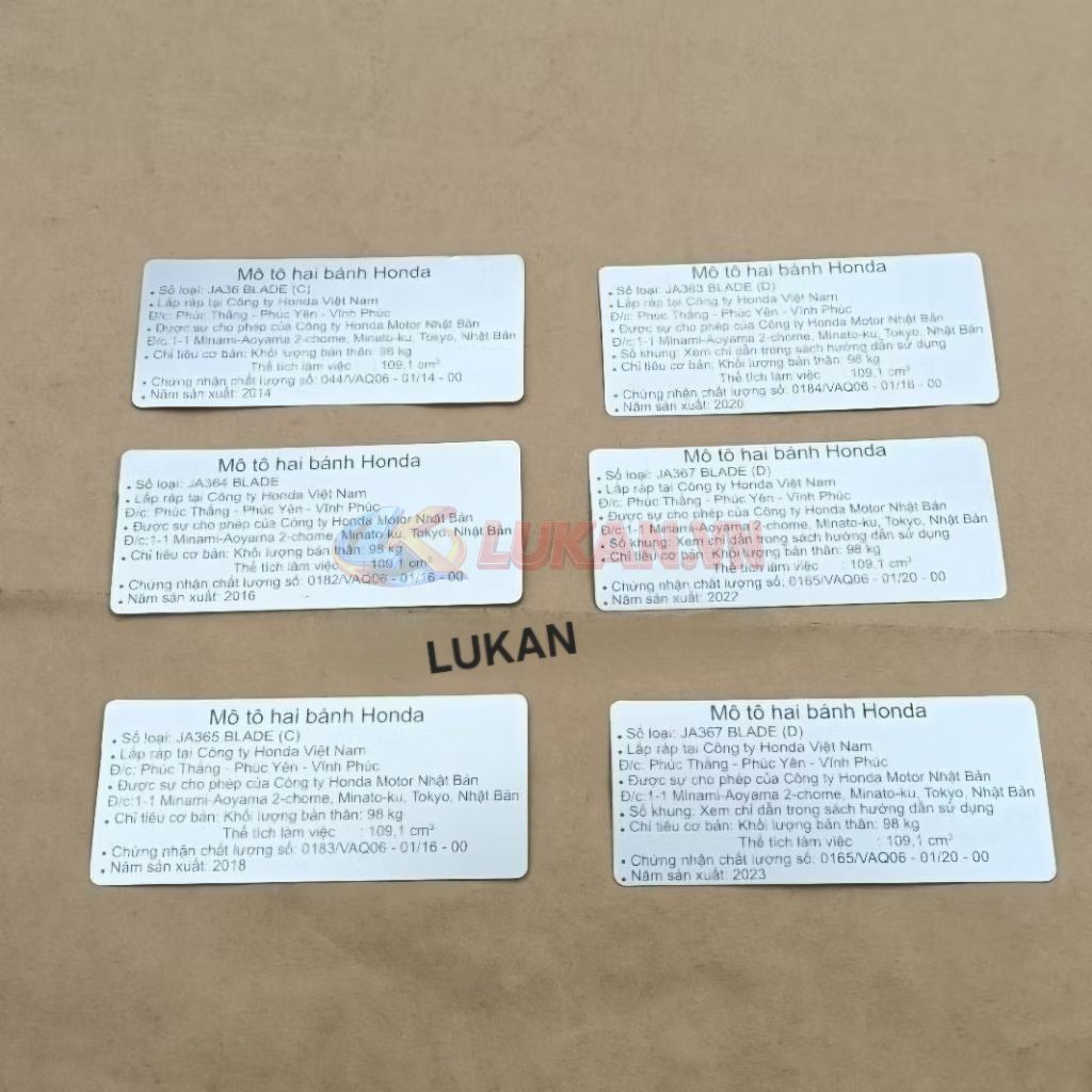 Tem thông số năm sản xuất WAVE BLADE 110, cánh bửng yếm - Ảnh 2