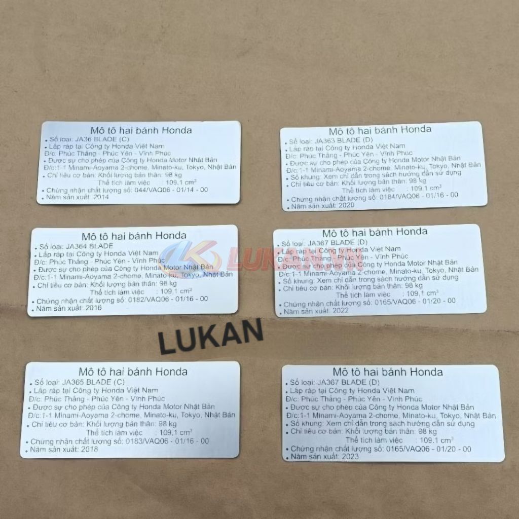 Tem thông số năm sản xuất WAVE BLADE 110, cánh bửng yếm - Ảnh 4