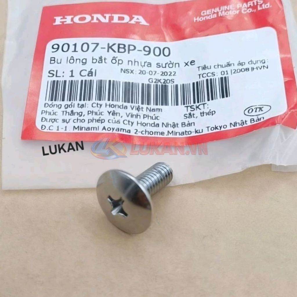 Ốc vít, bu lông bắt ốp nhựa bửng yếm WAVE A, RS, S100... zin Honda 90107-KBP-900