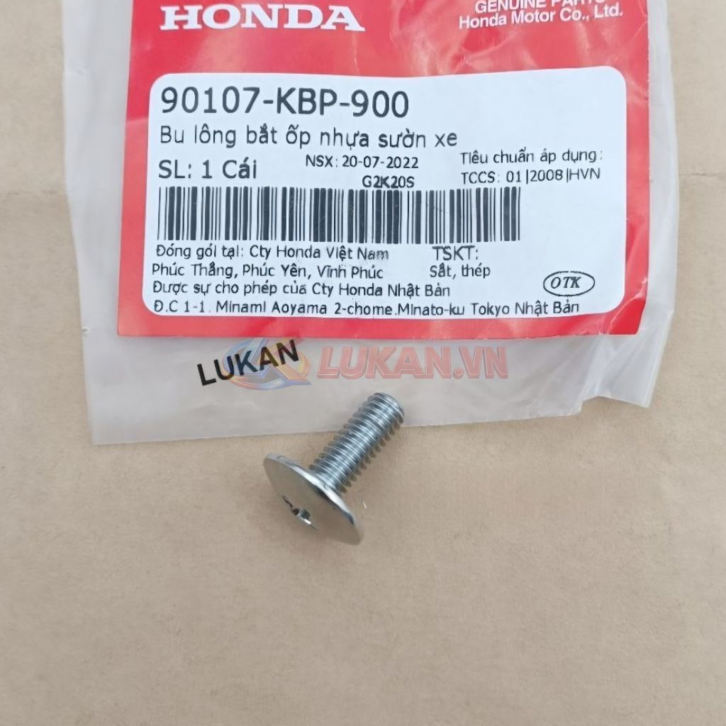 Ốc vít, bu lông bắt ốp nhựa bửng yếm WAVE A, RS, S100... zin Honda 90107-KBP-900 - Ảnh 3