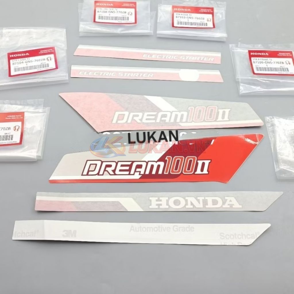 Bộ tem 3M xe DREAM II 100 Thái zin chính hãng Honda