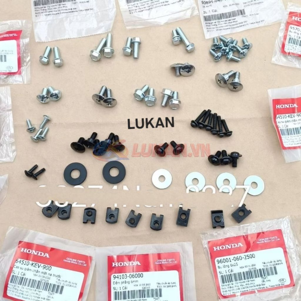 Bộ ốc vít, kẹp bắt nhựa dàn áo WAVE A, RS, S100, RSX 100... zin Honda