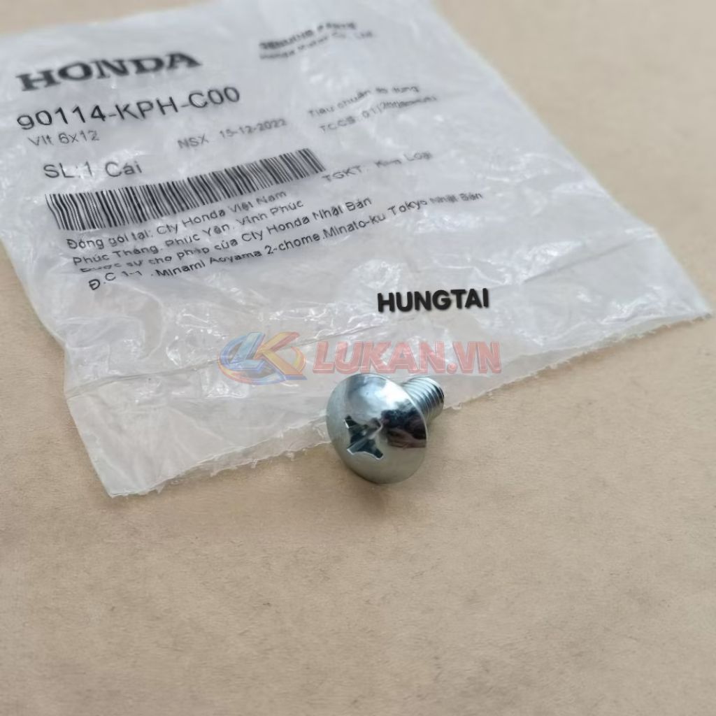 Ốc, vít 6x12 bắt nhựa mặt nạ WAVE A, RS, S100... zin Honda 90114-KPH-C00 - Ảnh 3